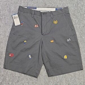 Polo Ralph Lauren Mens Stretch Classic Fit 9" Embroidered Shorts gray 29 NWT